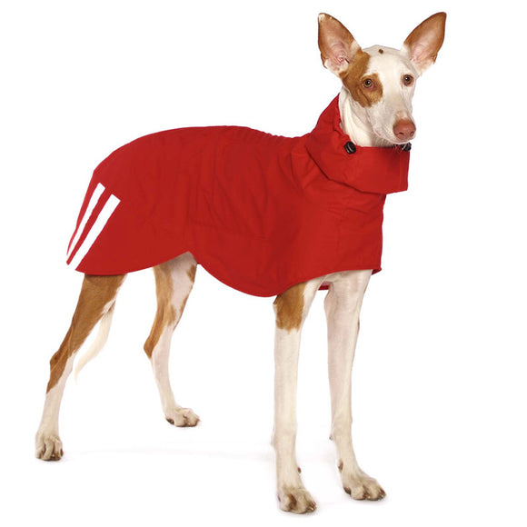 ROTER "SOFA DOG WEAR MICHAEL EXTRARAIN 02" REGENMANTEL FÜR WHIPPET, GALGO, WINDHUND 
