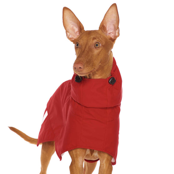 ROTER "SOFA DOG WEAR MICHAEL EXTRARAIN 02" REGENMANTEL FÜR WHIPPET, GALGO, WINDHUND 