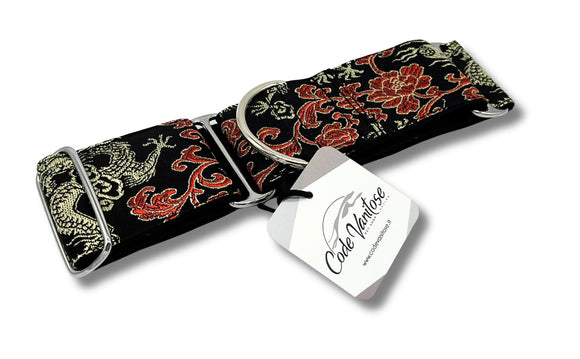 "RED JAPAN ROSE" MARTINGALHALSBAND FÜR WHIPPET UND WINDHUND