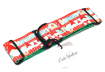 MARTINGALHALSBAND "BLUE FLOWERS SILVER" FÜR WHIPPET UND WINDHUND