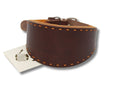 GEPOLSTERTES HALSBAND AUS PFLANZLICH GEGERBTEEM TOSKANABRAUN/ORANGE LEDER MIT ORANGE NÄHTEN FÜR PLI, WHIPPET UND WINDHUNDE-2