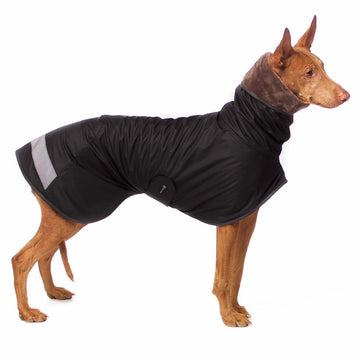 BLACK "SOFA COOLRAIN" WATERPROOF COAT FOR PLI, WHIPPET, GALGO AND GREYHOUND 