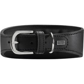 SCHWARZES "HUNTER COLLAR SUPER SOFT" LEDERHALSBAND FÜR PLI, WHIPPET, GALGO UND WINDHUND 