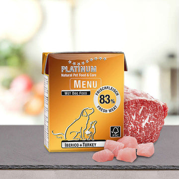 WET PLATINUM FOR DOGS IBERICO AND TURKEY MENU 