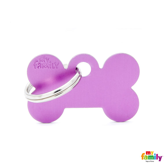 MY FAMILY MEDAGLIETTA PER CANI "BASIC" OSSO PURPLE