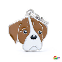 MY FAMILY BROWN AND WHITE "BOXER" TAG FOR DOGS