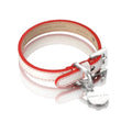 HENNESSY &amp; SONS COLLAR IN WHITE POLO LEATHER WITH RED EDGING