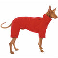 RED "SOFA HARLEQUIN 02" FLEECE SUIT FOR WHIPPET AND GREYHOUND