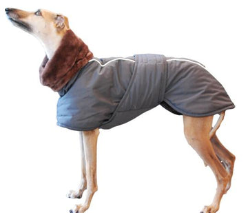 WINTERMANTEL „SOFA STING ELITE“ FÜR WHIPPET, GALGO UND GREYHOUND DUNKELGRAU
