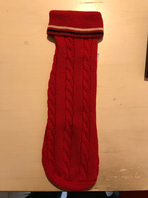 RED MERINO WOOL "PULL BRAID AND RIBBED POLO" DOG SWEATER