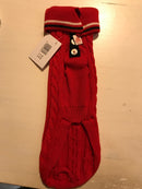 RED MERINO WOOL "PULL BRAID AND RIBBED POLO" DOG SWEATER-2