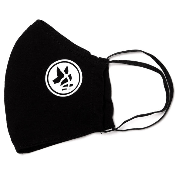 SCHWARZE WASCHBARE MASKE „FACE MASK 02“ MIT WEISSEM GREYHOUND-LOGO 