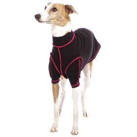 "SOFA BODIE" T-SHIRT IN BLACK COTTON WITH PINK STITCHING FOR WHIPPET AND GREYHOUND