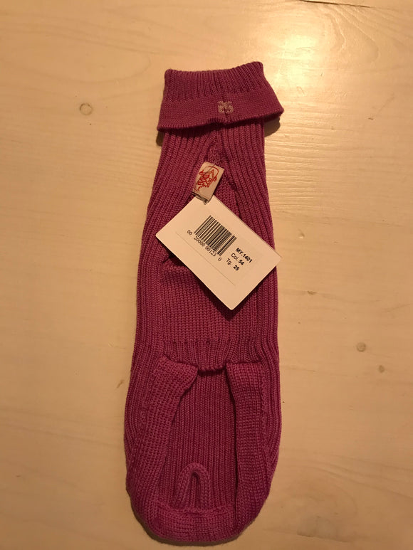 MERINO WOOL DOG ​​SWEATER "1-YHREAD RIBBED PULL" FUCHSIA