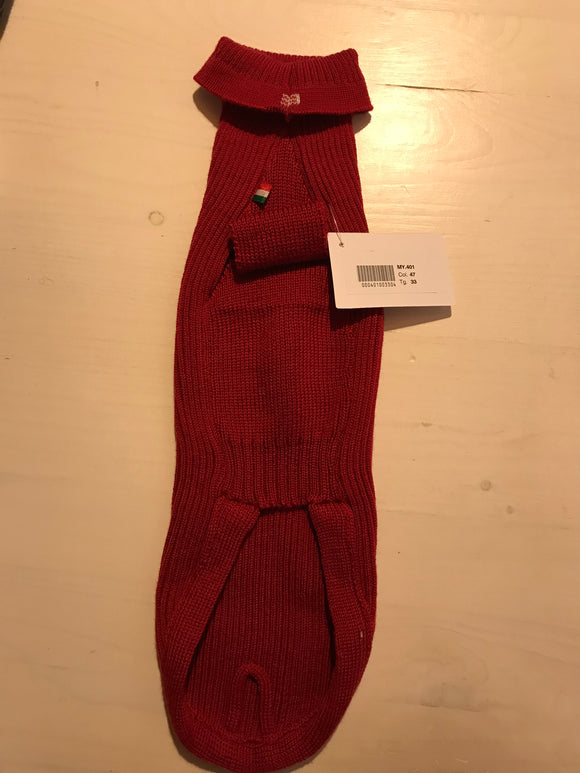 MERINO WOOL DOG ​​SWEATER "1-YARN RIBBED PULL" CHERRY