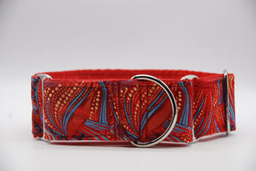 "RED PEACOCK" MARTINGALE COLLAR FOR WHIPPET AND SIGHThound