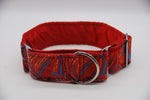 "RED PEACOCK" MARTINGALE COLLAR FOR WHIPPET AND SIGHThound