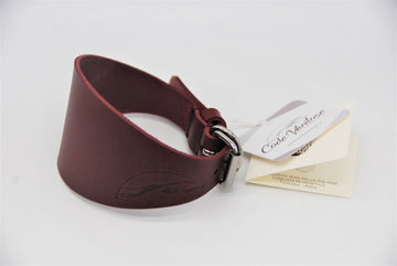 HALSBAND AUS PFLANZLICH GEGERBTEM LEDER TOSKANA BORDEAUX FÜR PLI, WHIPPET UND WINDHUNDE