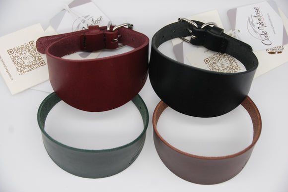 COLLAR IN BLACK TUSCAN VEGETABLE-TANNED LEATHER FOR PLI, WHIPPET AND SIGHThounds