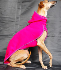 "SOFA KEVIN JUMPER-H" NEON PINK HOODED T-SHIRT FOR WHIPPET AND GREYHOUND