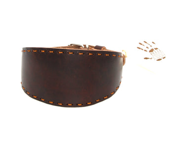 GEPOLSTERTES HALSBAND AUS PFLANZLICH GEGERBTEEM TOSKANABRAUNEM LEDER FÜR PLI, WHIPPET UND WINDHUNDE