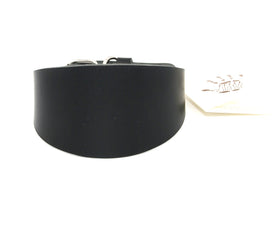 HALSBAND AUS SCHWARZEM PFLANZLICH GEGERBTE TOSKANA-LEDER FÜR PLI, WHIPPET UND WINDHUNDE - VERSION OHNE LOGO