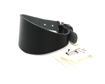 COLLAR IN BLACK VEGETABLE-TANNED TUSCANY LEATHER FOR PLI, WHIPPET AND GREYHOUNDS - VERSION WITHOUT LOGO