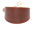 PADDED COLLAR IN VEGETABLE-TANNED TUSCANY BROWN/ORANGE LEATHER WITH ORANGE STITCHING FOR PLI, WHIPPET AND GREYHOUNDS