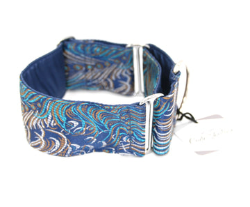 MARTINGALE COLLAR "BLUE PEACOCK" FOR WHIPPET AND SIGHThound