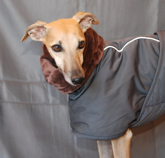 WINTERMANTEL „SOFA STING ELITE“ FÜR WHIPPET, GALGO UND GREYHOUND DUNKELGRAU