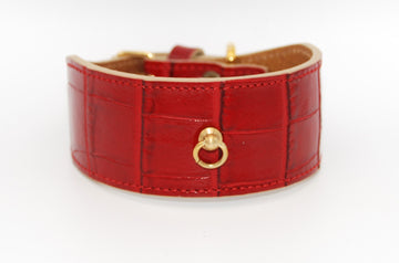 RED "DUKE LIA" LEATHER COLLAR FOR PLI, WHIPPET AND SIGHThounds