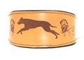 BROWN LEATHER COLLAR WITH ENGRAVINGS FOR GREYHOUND, WHIPPET, PLI