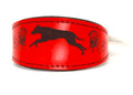 LEATHER COLLAR WITH RED ENGRAVINGS FOR GREYHOUND, WHIPPET, PLI