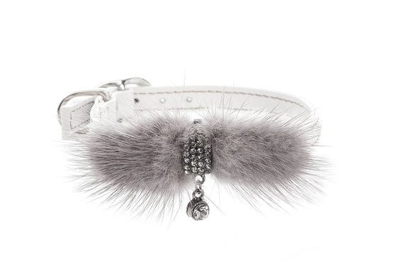 DVS-HALSBAND AUS WEISSEM LEDER