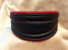 RED SOFT LEATHER COLLAR FOR GREYHOUND, WHIPPET, PLI