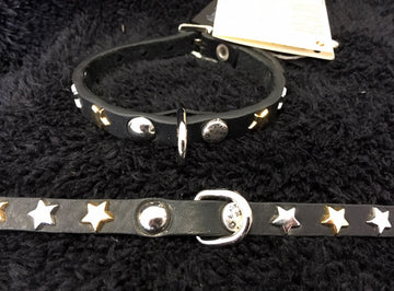 LEDERHALSBAND KORU MIT STERNEN H 1 CM SCHWARZ