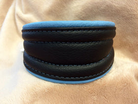 BLUE SOFT LEATHER COLLAR FOR GREYHOUND, WHIPPET, PLI