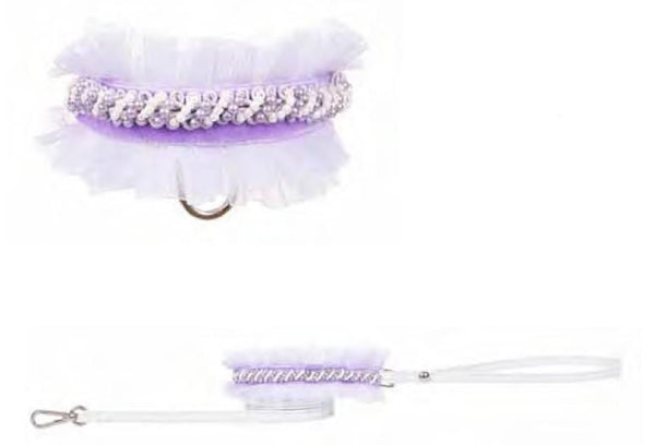 DVS SHARM COLLAR WITH WHITE/PURPLE BEADS 25 CM