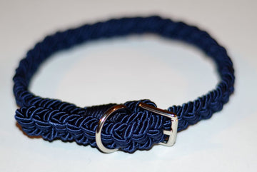 BLAUES MARINE-GEWEBTES "ITALIAN ROPE"-KRAGEN