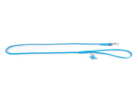 "COLLAR GLAMOUR" LIGHT BLUE TUBULAR LEATHER LEASH