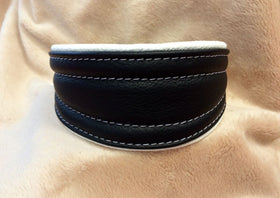 WHITE SOFT LEATHER COLLAR FOR GREYHOUND, WHIPPET, PLI