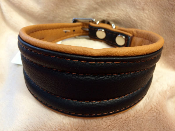 BROWN SOFT LEATHER COLLAR FOR GREYHOUND, WHIPPET, PLI