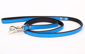 FLAT LEATHER LEASH LENGTH 120 CM BLUE/BLACK