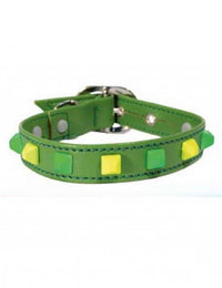 DVS ECO LEATHER DOG COLLAR WITH STUDS 25 CM GREEN