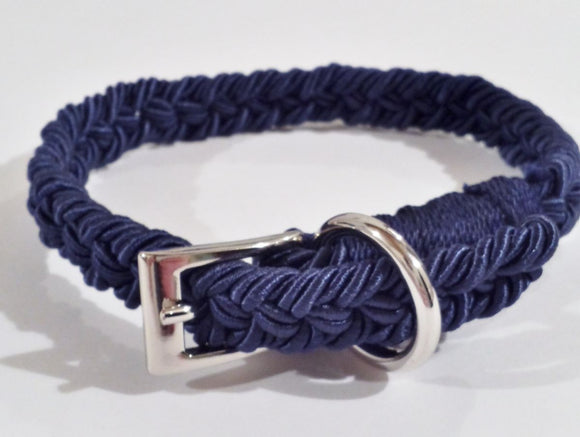 BLAUES MARINE-GEWEBTES "ITALIAN ROPE"-KRAGEN