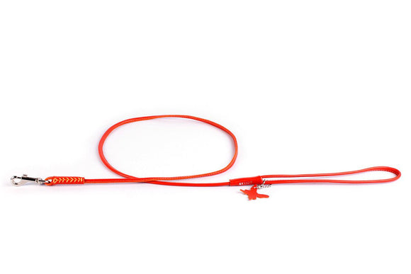 GUINZAGLIO IN PELLE TUBOLARE ARANCIO "COLLAR GLAMOUR"