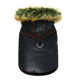 PRETTY PET VERTICAL HOODED COAT BLACK L