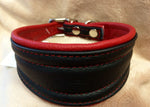 RED SOFT LEATHER COLLAR FOR GREYHOUND, WHIPPET, PLI