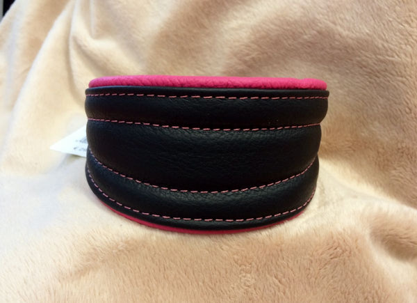 PINK SOFT LEATHER COLLAR FOR GREYHOUND, WHIPPET, PLI