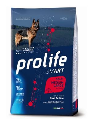 PROLIFE "SMART" DOG CROQUETTES ADULT BEEF &amp; RICE MEDIUM/LARGE